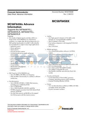 MC56F8458X datasheet - MC56F8458x Advance