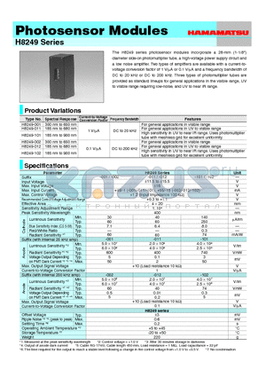 H8249_08 datasheet - photosensor modules consist of a 28-mm (1-1/8