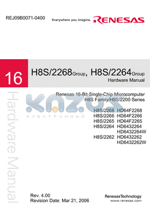 H8S-2264 datasheet - Renesas 16-Bit Single-Chip Microcomputer H8S Family H8S-2200 Series