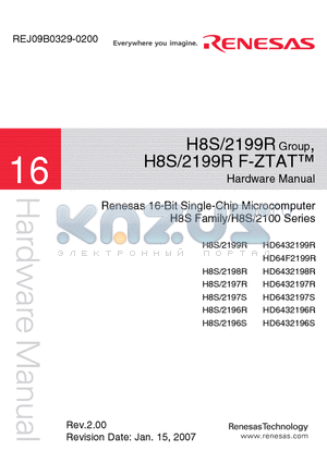 H8S/2199RF-ZTAT datasheet - Renesas 16-Bit Single-Chip Microcomputer H8S Family/H8S/2100 Series