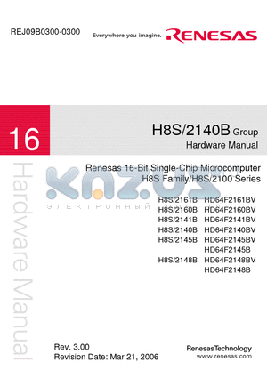 H8S2160B datasheet - Renesas 16-Bit Single-Chip Microcomputer H8S Family/H8S/2100 Series