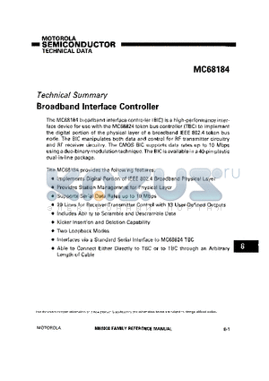 MC68184 datasheet - Broadband Interface Controller