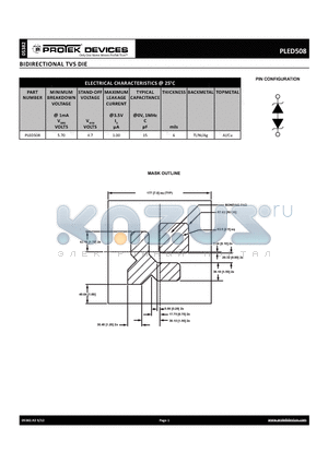 PLED508 datasheet - BIDIRECTIONAL TVS DIE