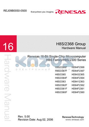 H8S2362F datasheet - Renesas 16-Bit Single-Chip Microcomputer H8S Family/H8S/2300 Series