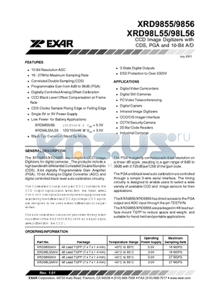 XRD98L55AIV datasheet - CCD Image Digitizers with CDS, PGA and 10-Bit A/D