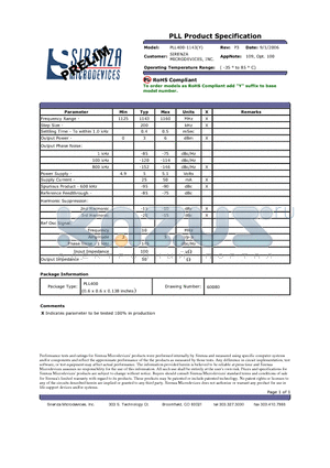 PLL400-1143Y datasheet - PLL Product Specification