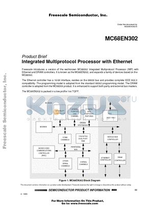 MC68EN302PV20 datasheet - Integrated Multiprotocol Processor with Ethernet