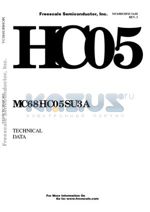 MC68HC05SU3A datasheet - Fully static chip design featuring the industry standard 8-bit M68HC05 core