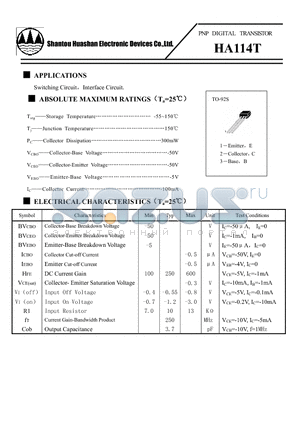 HA114T datasheet - PNP SILICON TRANSISTOR