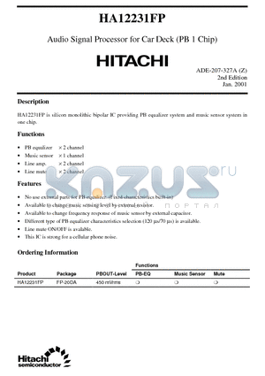 HA12231 datasheet - Audio Signal Processor for Car Deck (PB 1 Chip)