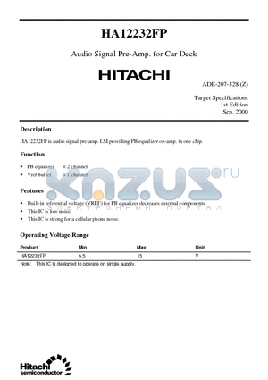 HA12232 datasheet - Audio Signal Pre-Amp. for Car Deck