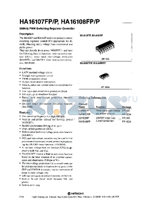 HA16107FP datasheet - 600kHz PWM Switching Regulator Controller