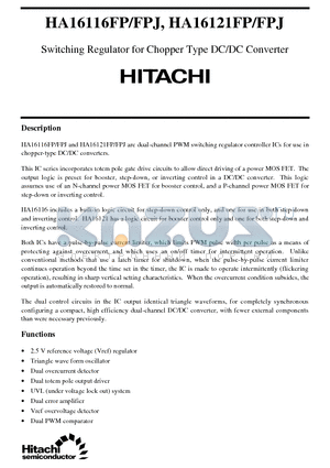 HA16121FPJ datasheet - Switching Regulator for Chopper Type DC/DC Converter