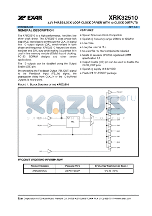 XRK32510 datasheet - 3.3V PHASE-LOCK LOOP CLOCK DRIVER WITH 10 CLOCK OUTPUTS