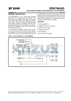 XRK799J93IQ datasheet - INTELLIGENT DYNAMIC CLOCK SWITCH PLL CLOCK DRIVER