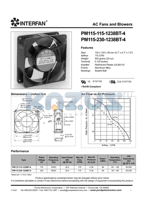 PM115 datasheet - AC Fans and Blowers