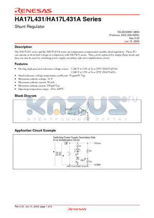 HA17L431A datasheet - Shunt Regulator