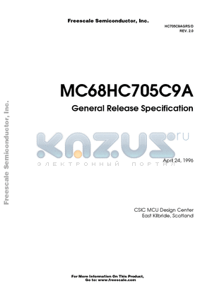 MC68HC705C9ACFN datasheet - General Release Specification