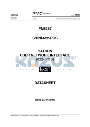 PM5357 datasheet - SATURN USER NETWORK INTERFACE (622-POS)