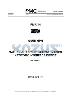 PM7344 datasheet - SATURN QUAD T1/E1 MULTI-PHY USER NETWORK INTERFACE DEVICE