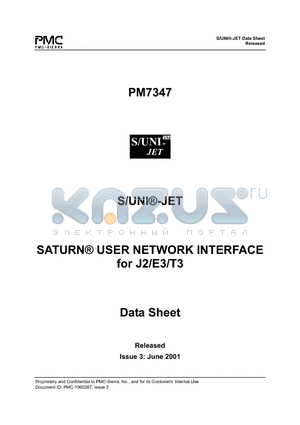 PM7347 datasheet - SATURN USER NETWORK INTERFACE for J2/E3/T3