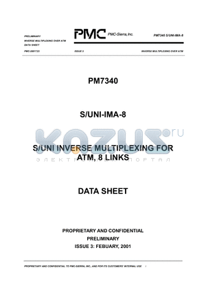 PM7340 datasheet - S/UNI INVERSE MULTIPLEXING FOR ATM, 8 LINKS