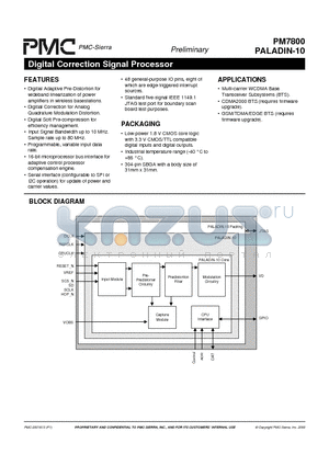 PM7800 datasheet - Digital Correction Signal Processor