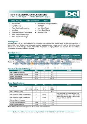 XRP2-40E1AC datasheet - NON-ISOLATED DC/DC CONVERTERS