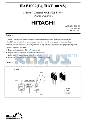 HAF1002S datasheet - Silicon P Channel MOS FET Series Power Switching