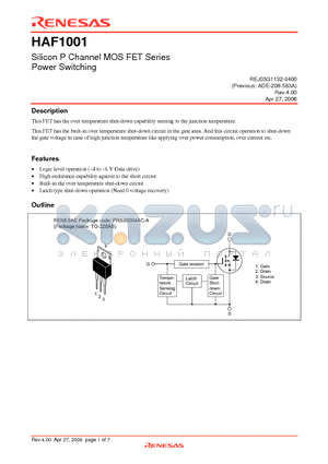 HAF1001-90 datasheet - Silicon P Channel MOS FET Series Power Switching