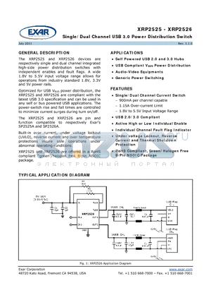 XRP2526IDTR-1-F datasheet - Single/Dual Channel USB 3.0 Power Distribution Switch