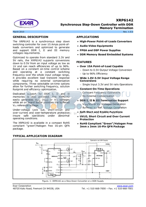 XRP6142 datasheet - Synchronous Step-Down Controller with DDR