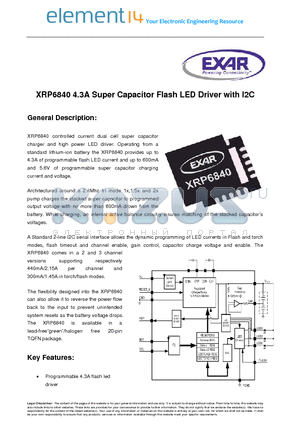 XRP6840_10 datasheet - 4.3A Super Capacitor Flash LED Driver with 12C