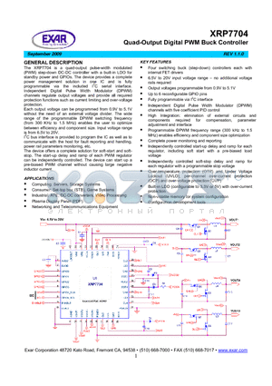 XRP7704 datasheet - Quad-Output Digital PWM Buck Controller