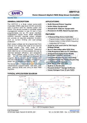 XRP7713ILBTR-F datasheet - Three Channel Digital PWM Step Down Controller