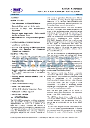 XRS10L220 datasheet - SERIAL ATA II: PORT MULTIPLIER / PORT SELECTOR