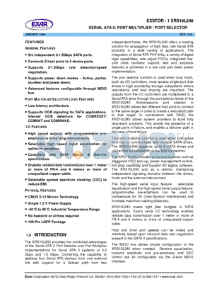 XRS10L240IV-F datasheet - SERIAL ATA II: PORT MULTIPLIER / PORT SELECTOR