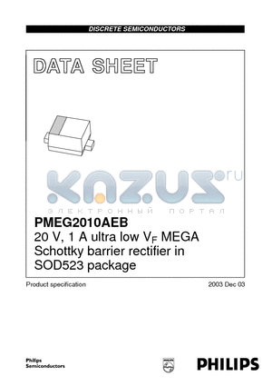 PMEG2010AEB datasheet - 20 V, 1 A ultra low VF MEGA Schottky barrier rectifier in SOD523 package