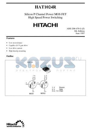 HAT1024 datasheet - Silicon P Channel Power MOS FET High Speed Power Switching