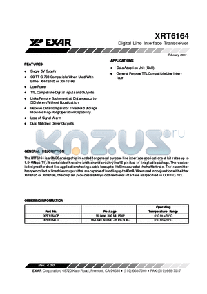 XRT6164CD datasheet - Digital Line Interface Transceiver