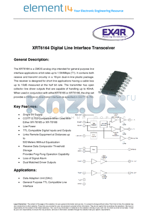 XRT6164_10 datasheet - Digital Line Interface Transceiver