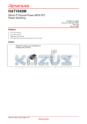 HAT1043M-EL-E datasheet - Silicon P Channel Power MOS FET Power Switching