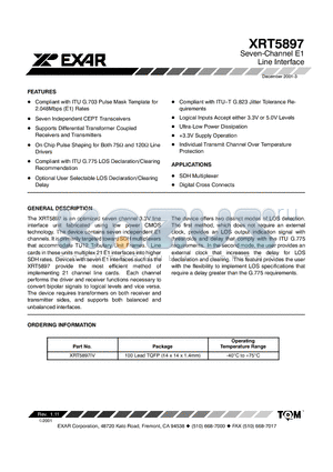 XRT5897 datasheet - Seven-Channel E1 Line Interface