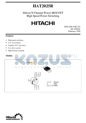 HAT2025R datasheet - Silicon N Channel Power MOS FET High Speed Power Switching