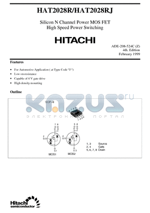 HAT2028RJ datasheet - Silicon N Channel Power MOS FET High Speed Power Switching