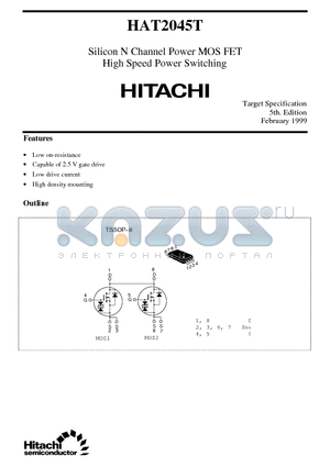 HAT2045T datasheet - Silicon N Channel Power MOS FET High Speed Power Switching