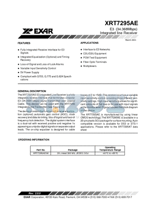 XRT7295AE datasheet - E3 (34.368Mbps) Integrated line Receiver