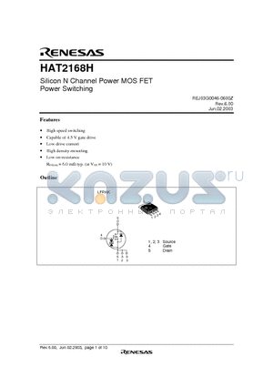 HAT2168H datasheet - Silicon N Channel Power MOS FET Power Switching