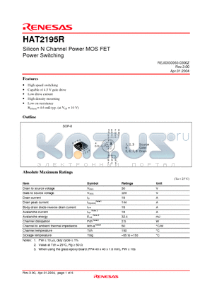 HAT2195R datasheet - Silicon N Channel Power MOS FET Power Switching