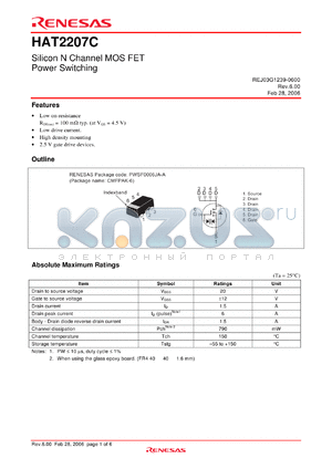 HAT2207C datasheet - Silicon N Channel MOS FET Power Switching